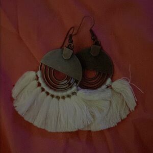 Elegant Cream Tassel Earrings